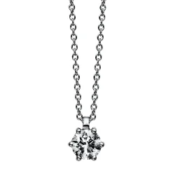 Solitär Collier Kette 750 Gold Weißgold Brillant 0,40 Ct. L: 42cm, S: 0,9mm