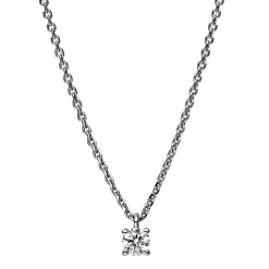 Solitär Collier Kette 585 Gold Weißgold mit Brillant 0,15 Ct. 4er-Krappe L: 42cm