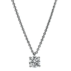 Solitär Collier Kette 750 Gold Weißgold mit Brillant 0,50 Ct. 4er-Krappe L: 42cm