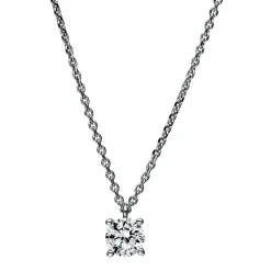 Solitär Collier Kette 750 Gold Weißgold mit Brillant 0,40 Ct. 4er-Krappe L: 42cm