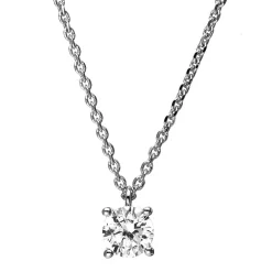 Solitär Collier Kette 750 Gold Weißgold mit Brillant 0,40 Ct. 4er-Krappe L: 42cm