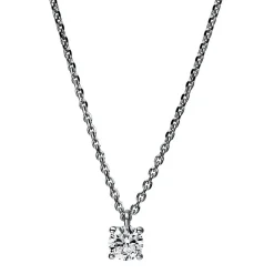 Solitär Collier Kette 750 Gold Weißgold mit Brillant 0,25 Ct. 4er-Krappe L: 42cm