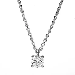 Solitär Collier Kette 750 Gold Weißgold mit Brillant 0,25 Ct. 4er-Krappe L: 42cm