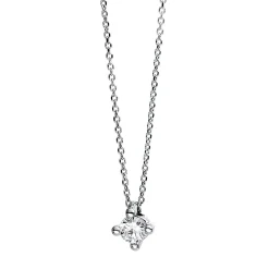Solitär Collier Kette 950 Platin Brillant 0,10 Ct. 4er-Krappe L: 42cm, Ø3,6mm
