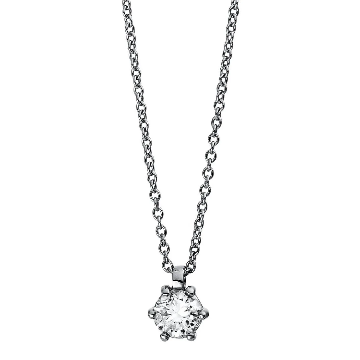 Solitär Collier Kette 950 Platin Brillant 0,30 Ct. 4er-Krappe L: 42cm, S: 0,9mm