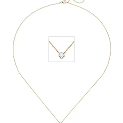 Solitär Collier mit Anhänger Diamant 0.06Ct W/SI 750 Gold Gelbgold Weißgold 45cm