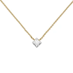 Solitär Collier mit Anhänger Diamant 0.06Ct W/SI 750 Gold Gelbgold Weißgold 45cm