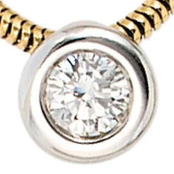 Solitär Collier mit Anhänger mit Diamant 0,25 Ct 585 Gold gelb/weiß