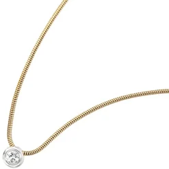 Solitär Collier mit Anhänger mit Diamant 0,25 Ct 585 Gold gelb/weiß
