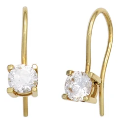 Solitär Ohrringe Ohrhänger Ohrhaken Zirkonia weiß 333 Gold Gelbgold Ohrschmuck