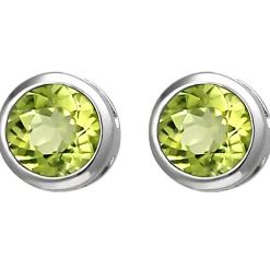 Solitär Ohrstecker aus 925 Silber Peridot grün rund Ohrringe Ohrschmuck