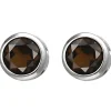 Solitär Ohrstecker aus 925 Silber Rauchquarz braun rund Ohrringe Ohrschmuck