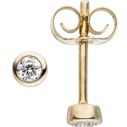 Solitär Ohrstecker mit 2 Diamanten 0.1Ct Brillanten 585 Gold Gelbgold