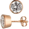 Solitär Ohrstecker mit Zirkonia weiß rund 925 Silber rotgold vergoldet Ohrschmuck