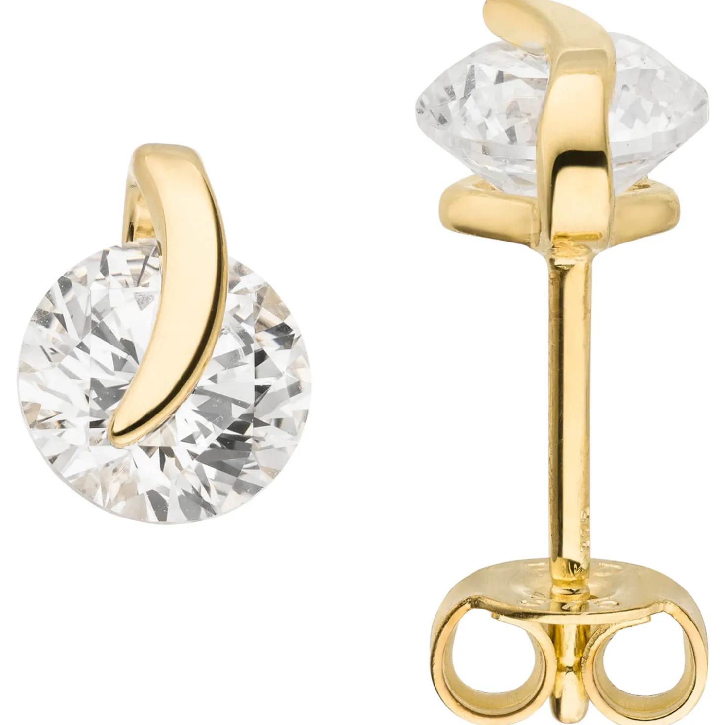 Solitär Ohrstecker 8,1mm 375 Gold Gelbgold mit 2 Zirkonia Ohrringe Ohrschmuck