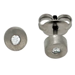 Solitär Ohrstecker Stecker aus Titan mit Diamanten 0.06Ct Brillanten Damen
