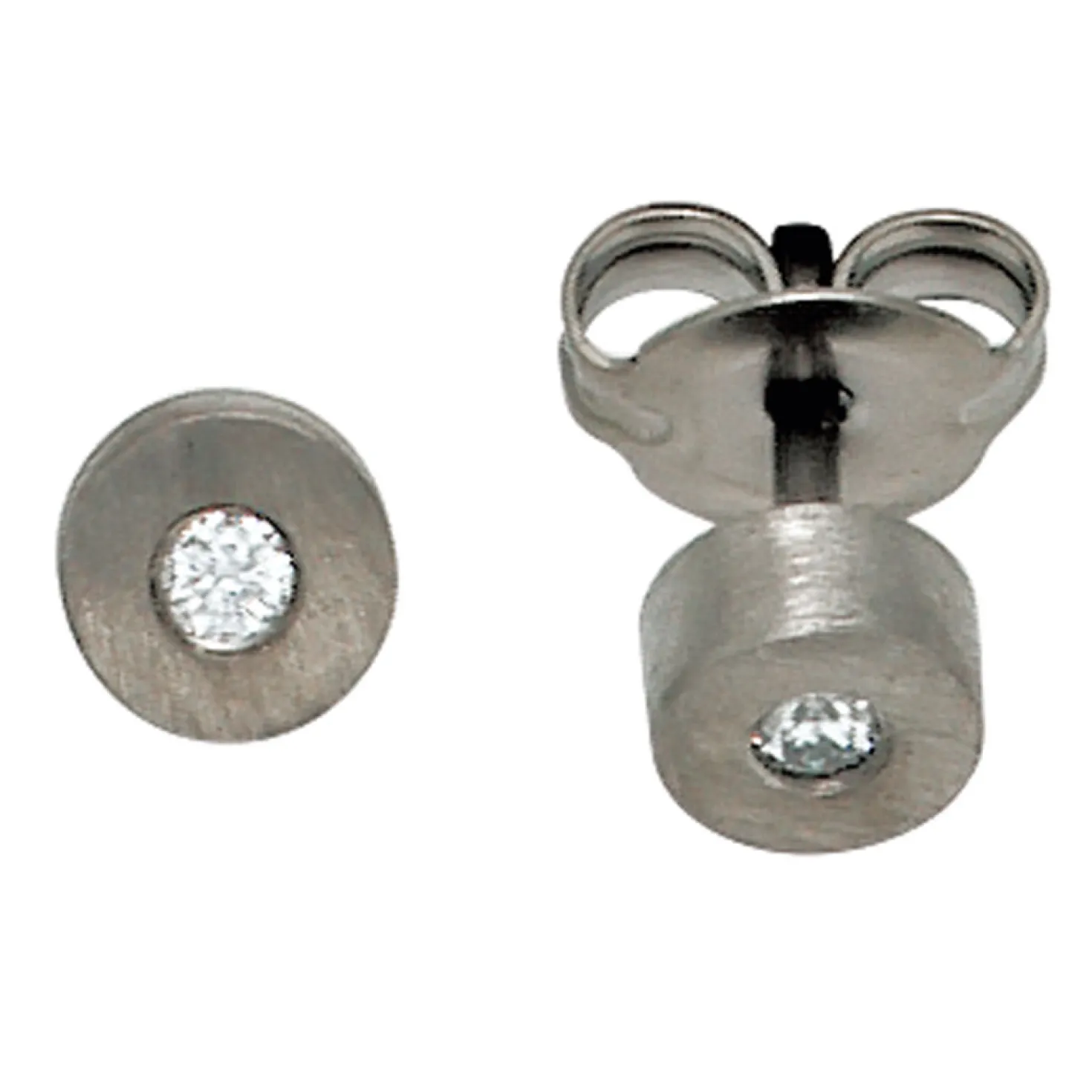 Solitär Ohrstecker Stecker aus Titan mit Diamanten 0.06Ct Brillanten Damen