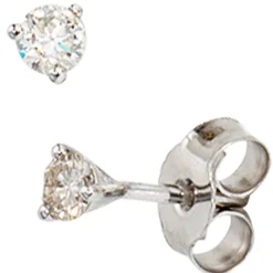 Solitär Ohrstecker Stecker mit Diamanten 0.25Ct TC/P1 3.4mm 585 Gold Weißgold