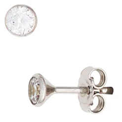 Solitär Ohrstecker Zirkonia weiß 3,8mm rund 333 Gold Weißgold Ohrschmuck