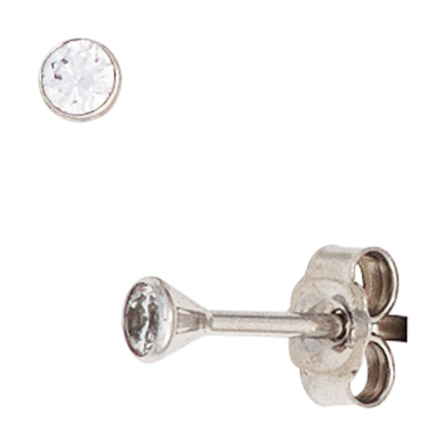 Solitär Ohrstecker Zirkonia weiß 2,8mm rund 333 Gold Weißgold Ohrschmuck