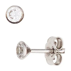 Solitär Ohrstecker Zirkonia weiß 3,4mm rund 333 Gold Weißgold Ohrschmuck