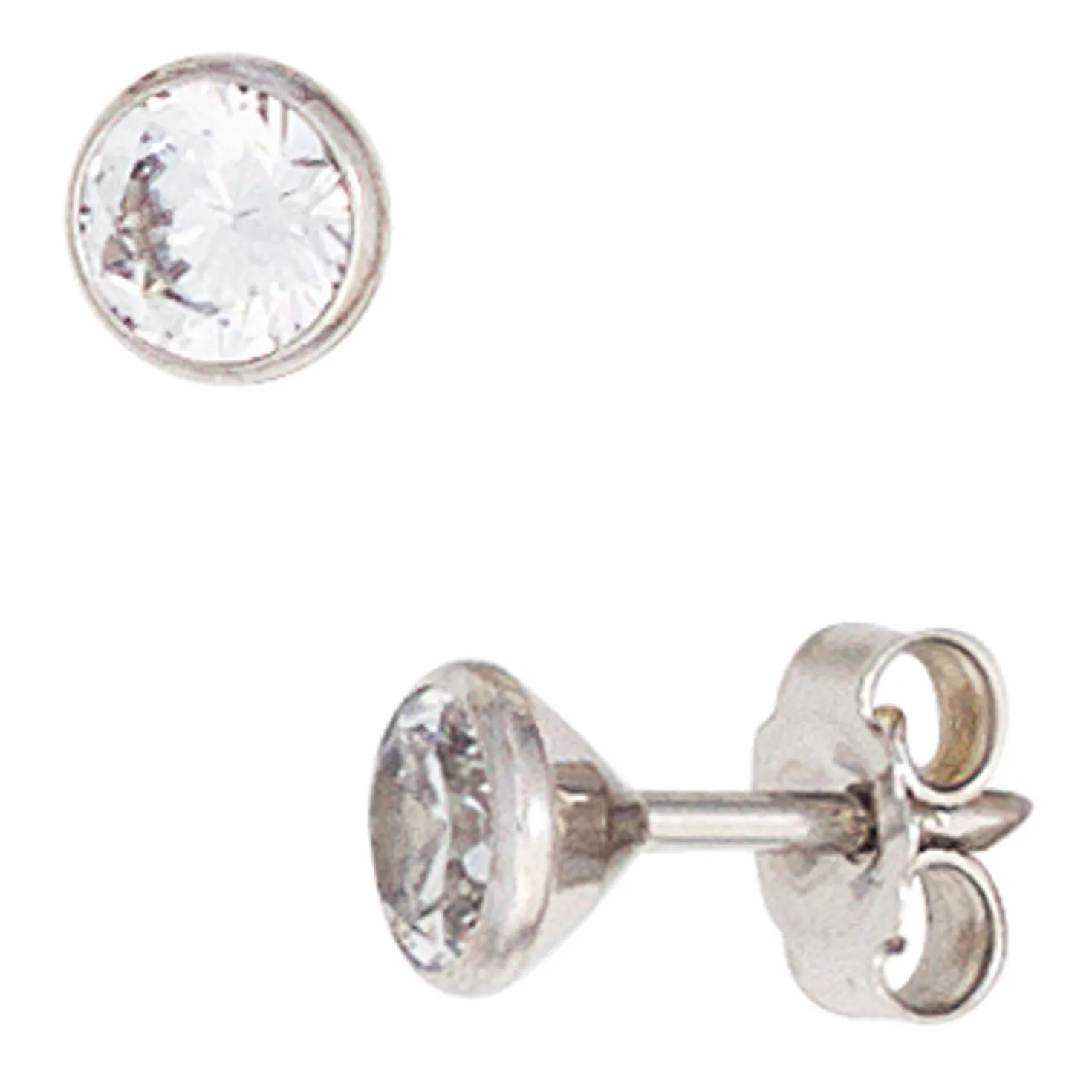 Solitär Ohrstecker Zirkonia weiß 4,5mm rund 333 Gold Weißgold Ohrschmuck