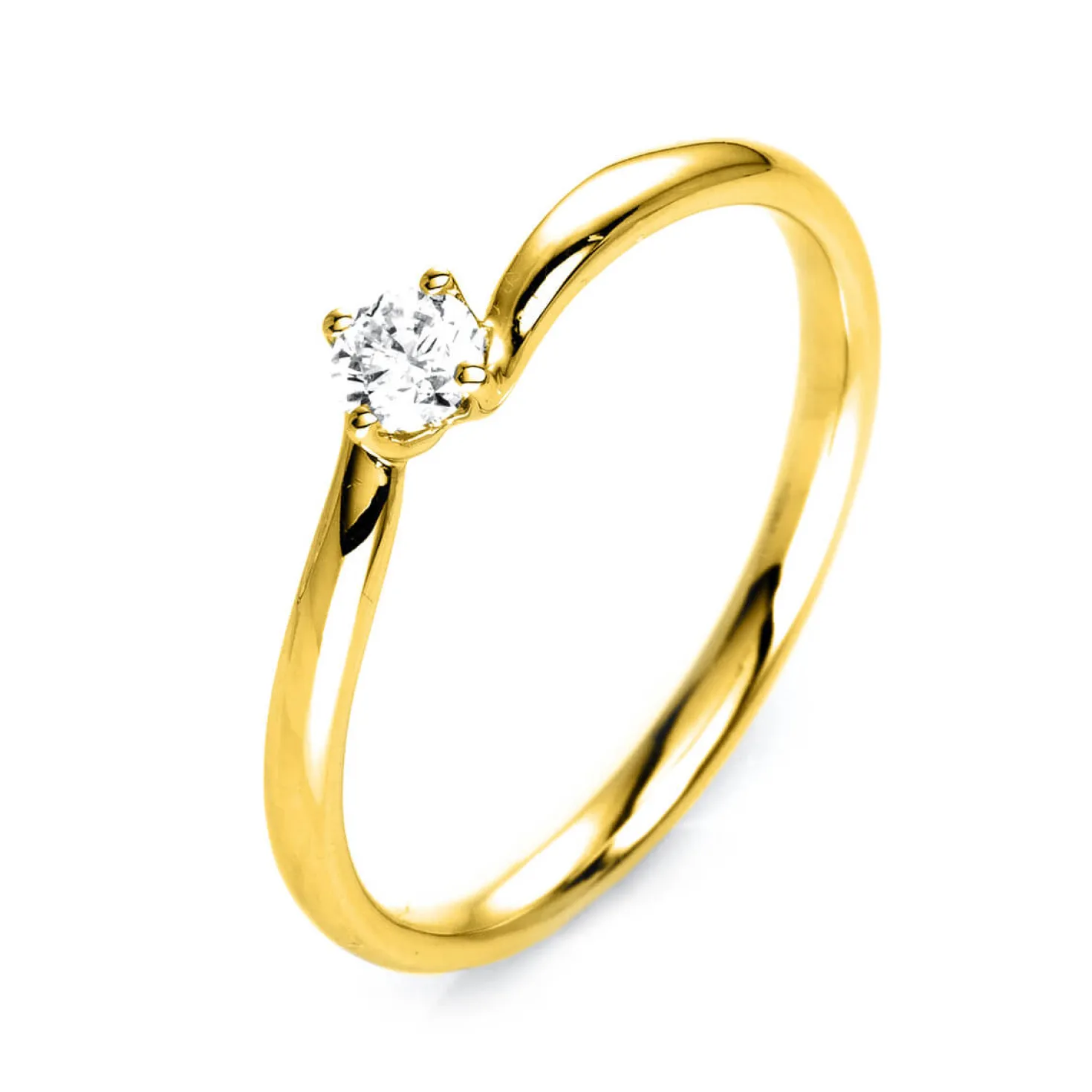 Solitär Ring Damenring aus 585 Gold Gelbgold mit Diamant Brillant 0,15 Ct.