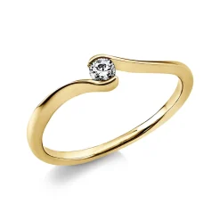 Solitär Ring Damenring aus 750 Gold Gelbgold mit Diamant Brillant 0,10 Ct.