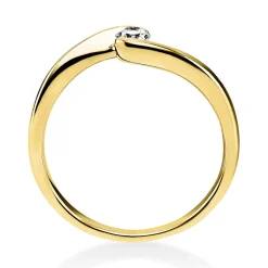 Solitär Ring Damenring aus 585 Gold Gelbgold mit Diamant Brillant 0,15 Ct.