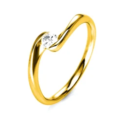 Solitär Ring Damenring aus 585 Gold Gelbgold mit Diamant Brillant 0,15 Ct.