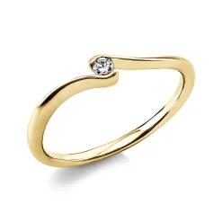 Solitär Ring Damenring aus 750 Gold Gelbgold mit Diamant Brillant 0,05 Ct.