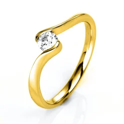 Solitär Ring Damenring aus 585 Gold Gelbgold mit Diamant Brillant 0,25 Ct.