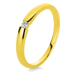 Solitär Ring Damenring aus 585 Gold Gelbgold mit Diamant Brillant 0,10 Ct.