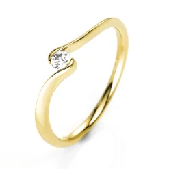 Solitär Ring Damenring aus 585 Gold Gelbgold mit Diamant Brillant 0,10 Ct.