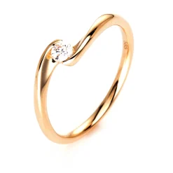 Solitär Ring Damenring aus 750 Gold Gelbgold mit Diamant Brillant 0,10 Ct.
