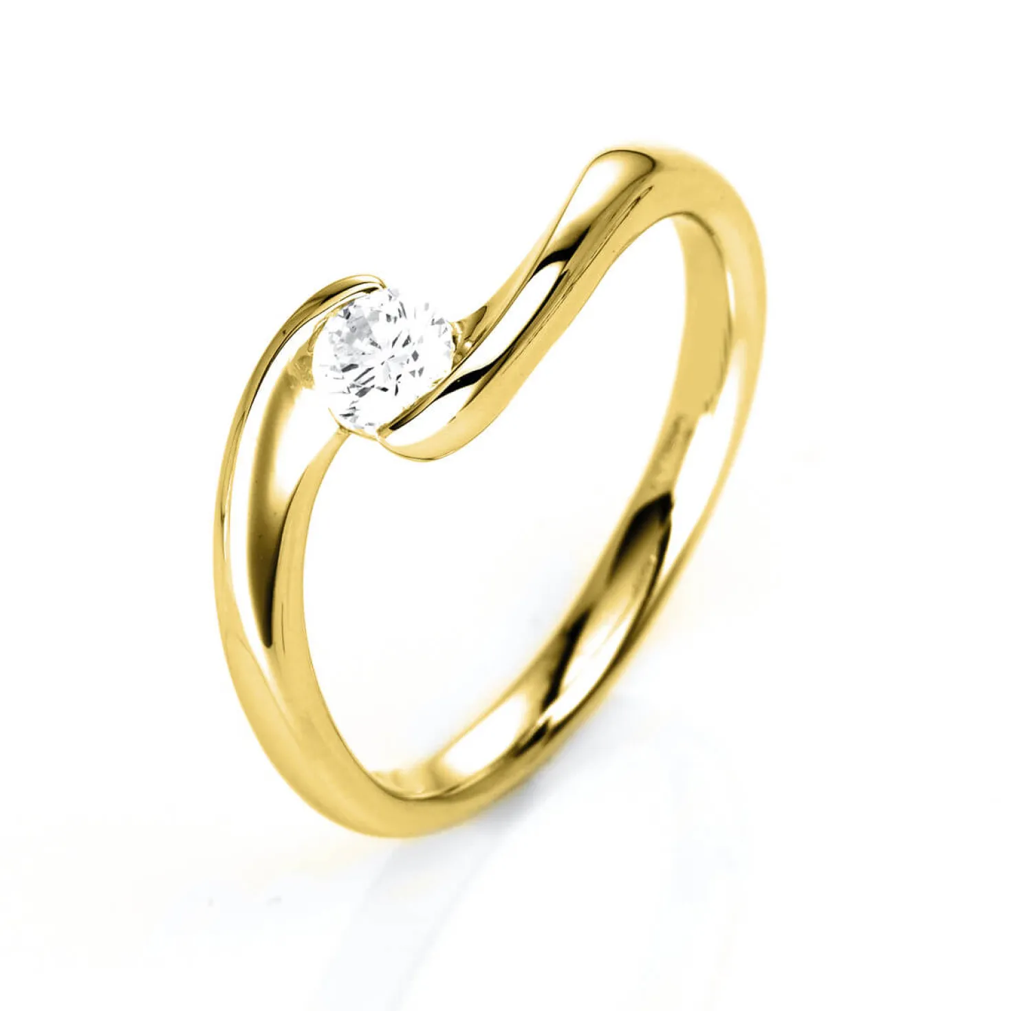 Solitär Ring Damenring aus 585 Gold Gelbgold mit Diamant Brillant 0,25 Ct.