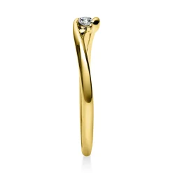 Solitär Ring Damenring aus 750 Gold Gelbgold mit Diamant Brillant 0,05 Ct.