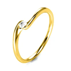 Solitär Ring Damenring aus 750 Gold Gelbgold mit Diamant Brillant 0,05 Ct.
