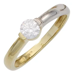 Solitär Ring Damenring aus 333 Gold Gelbgold & Weißgold mit Zirkonia