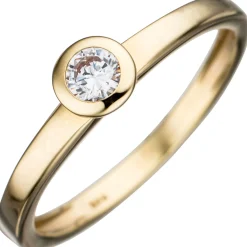 Solitär Ring Damenring aus 333 Gold Gelbgold Zirkonia weiß Goldring