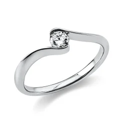 Solitär Ring Damenring aus 585 Gold Weißgold mit Diamant Brillant 0,20 Ct.