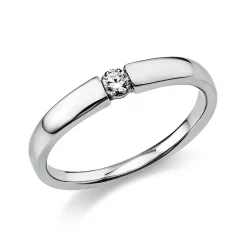 Solitär Ring Damenring aus 585 Gold Weißgold mit Diamant Brillant 0,10 Ct.