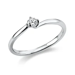Solitär Ring Damenring aus 750 Gold Weißgold mit Diamant Brillant 0,15 Ct.