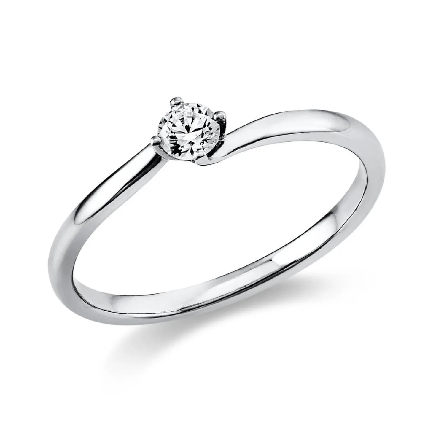 Solitär Ring Damenring aus 585 Gold Weißgold mit Diamant Brillant 0,15 Ct.