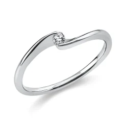 Solitär Ring Damenring aus 750 Gold Weißgold mit Diamant Brillant 0,05 Ct.