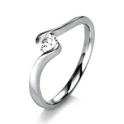 Solitär Ring Damenring aus 585 Gold Weißgold mit Diamant Brillant 0,25 Ct.
