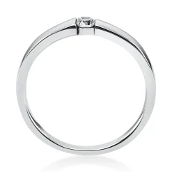 Solitär Ring Damenring aus 750 Gold Weißgold mit Diamant Brillant 0,10 Ct.