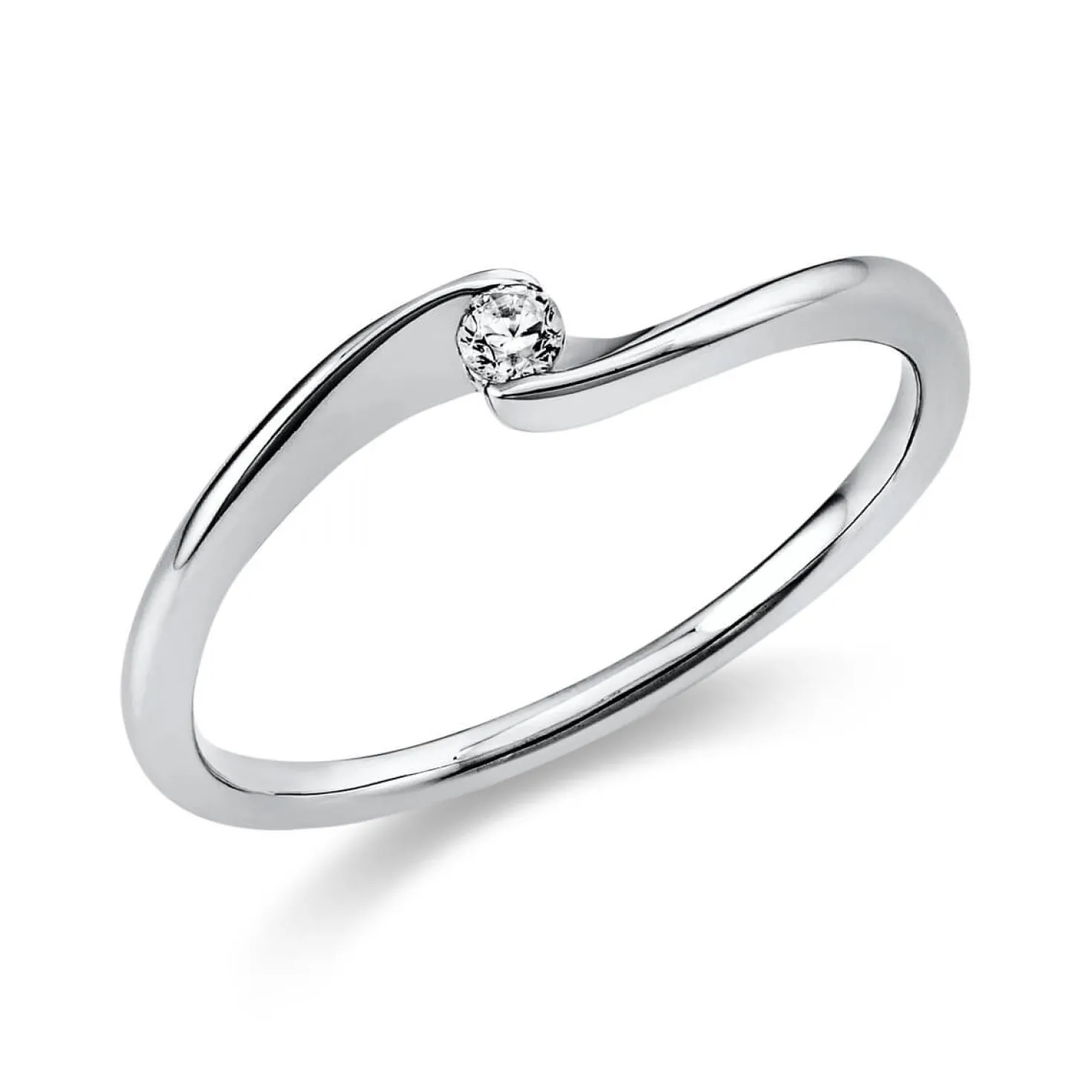 Solitär Ring Damenring aus 585 Gold Weißgold mit Diamant Brillant 0,05 Ct.