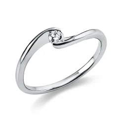 Solitär Ring Damenring aus 750 Gold Weißgold mit Diamant Brillant 0,10 Ct.