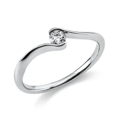 Solitär Ring Damenring aus 950 Platin mit Diamant Brillant 0,15 Ct.